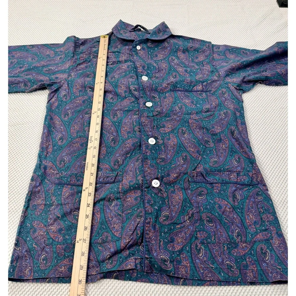 VTG Christian Dior Monsieur Le Connaisseur Pajamas Set Large Paisley Teal Purple